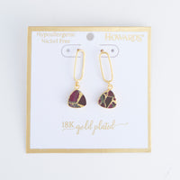 Tahani Textured Genuine Stone 18K Gold Drop Earrings