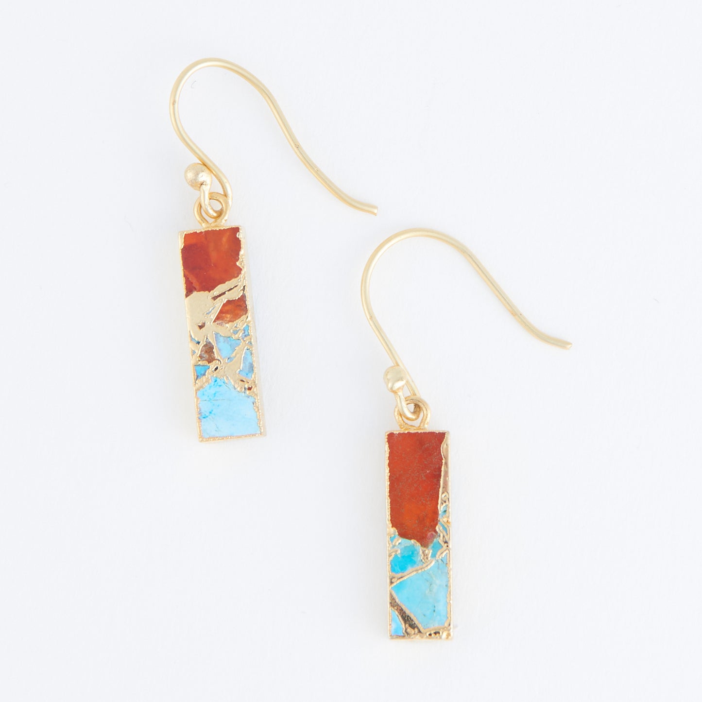 Tahani Textured Genuine Stone Bar 18K Gold Earrings