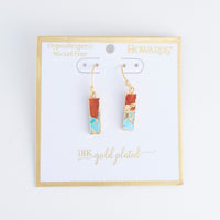 Tahani Textured Genuine Stone Bar 18K Gold Earrings