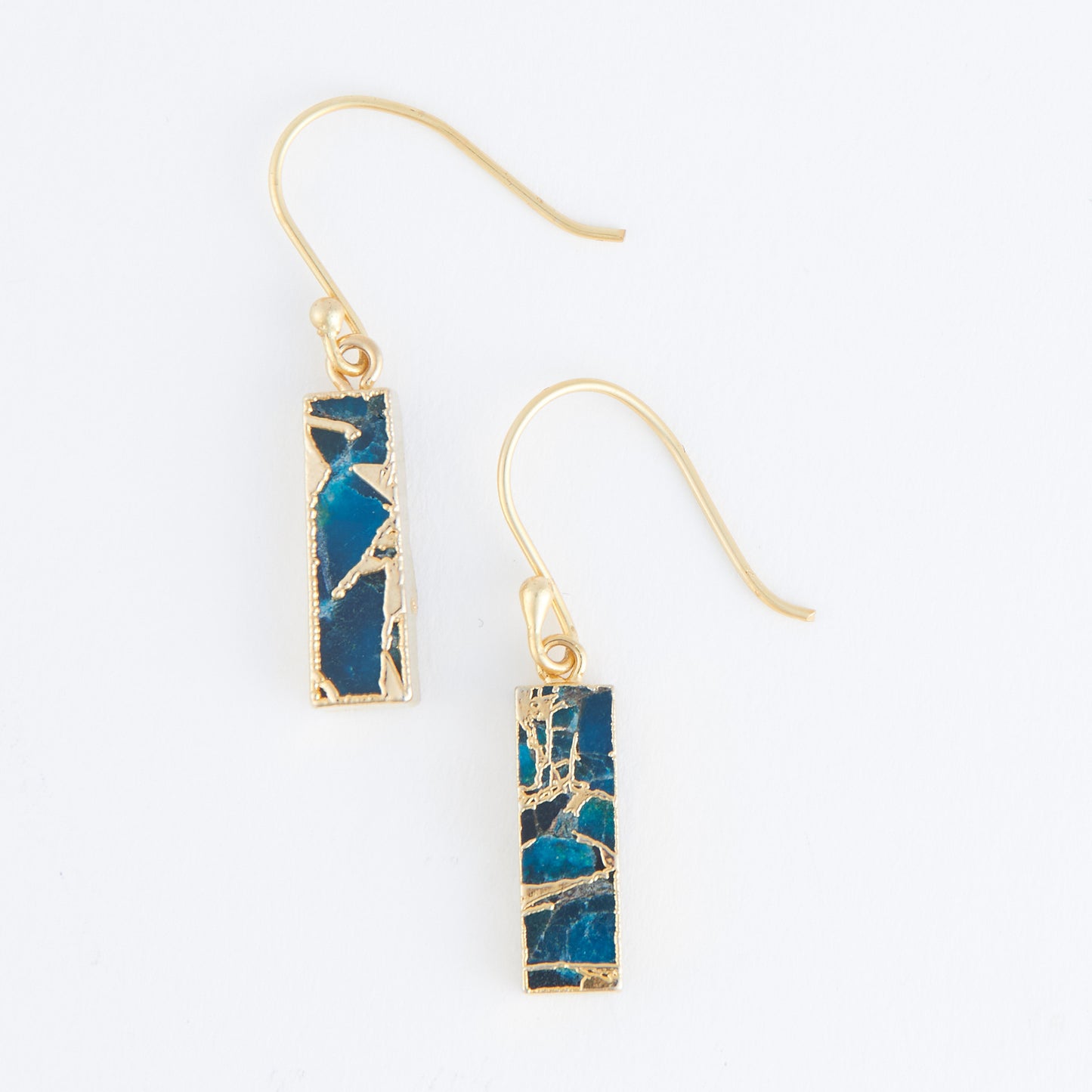 Tahani Textured Genuine Stone Bar 18K Gold Earrings