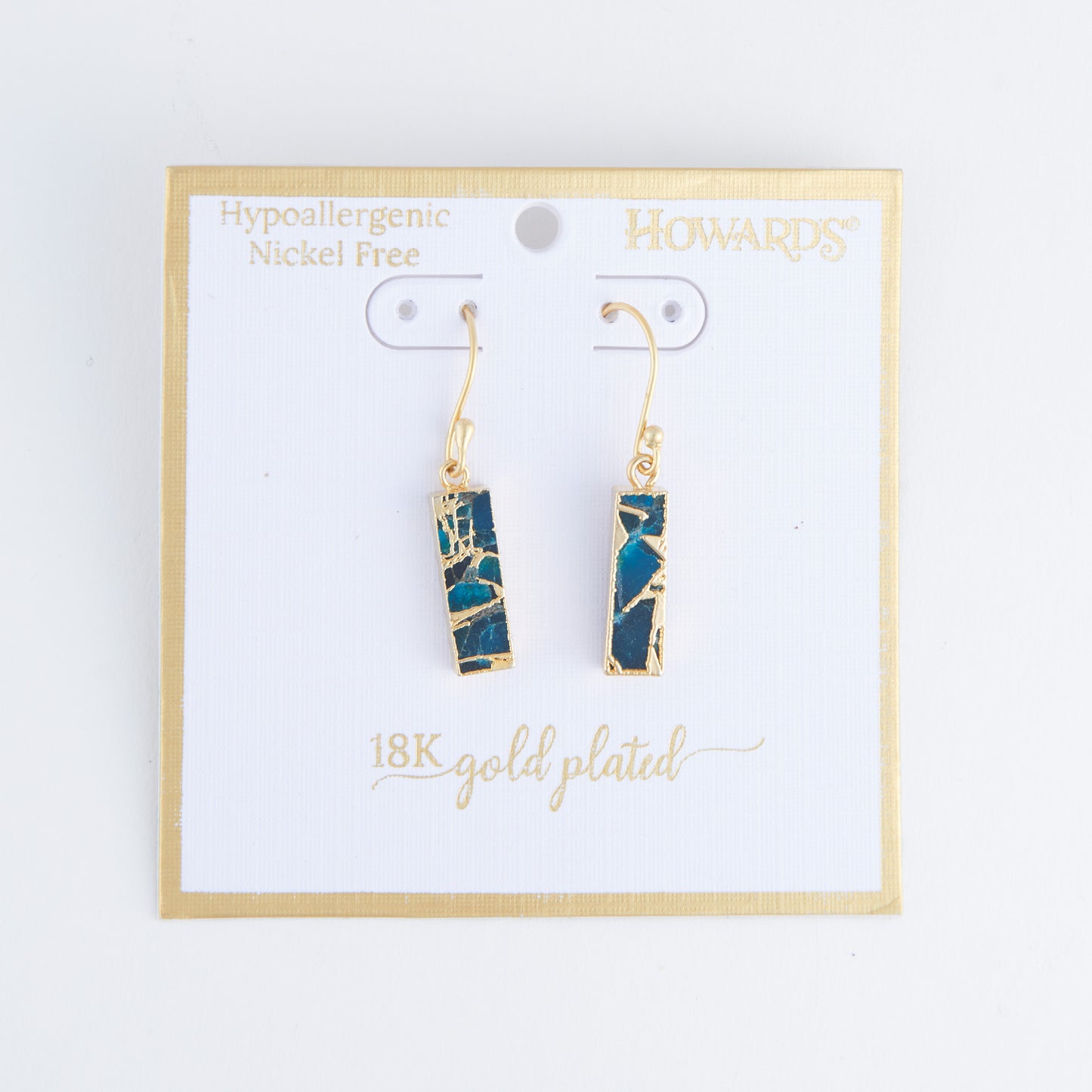 Tahani Textured Genuine Stone Bar 18K Gold Earrings
