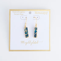 Tahani Textured Genuine Stone Bar 18K Gold Earrings