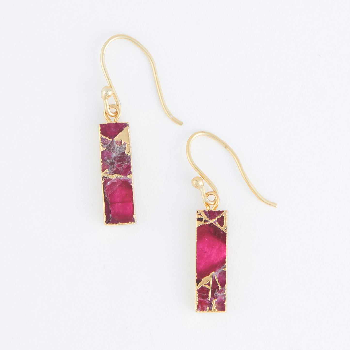 Tahani Textured Genuine Stone Bar 18K Gold Earrings