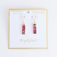 Tahani Textured Genuine Stone Bar 18K Gold Earrings