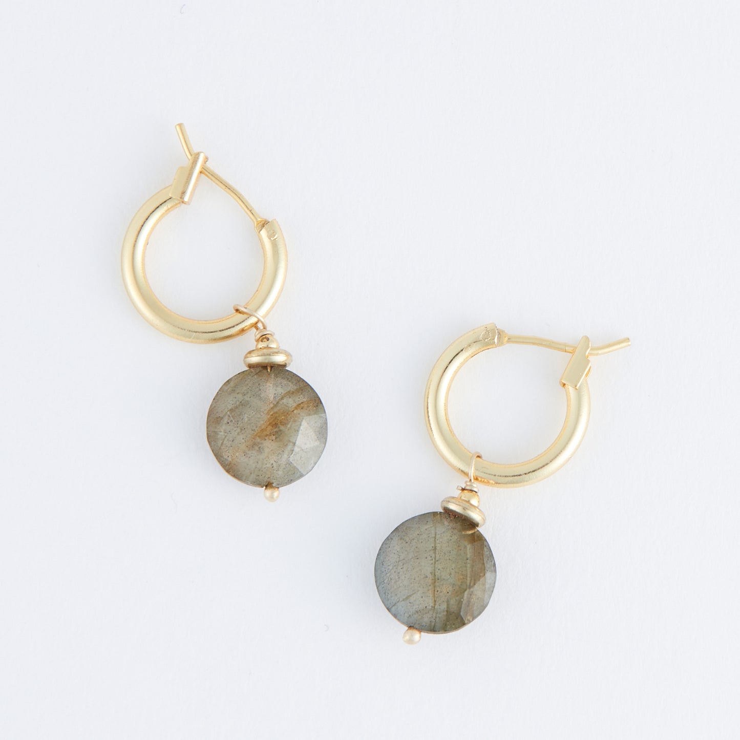 Tahani 18K Gold Genuine Stone Hoop Earrings
