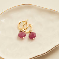 Tahani 18K Gold Genuine Stone Hoop Earrings