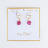 Tahani 18K Gold Genuine Stone Hoop Earrings