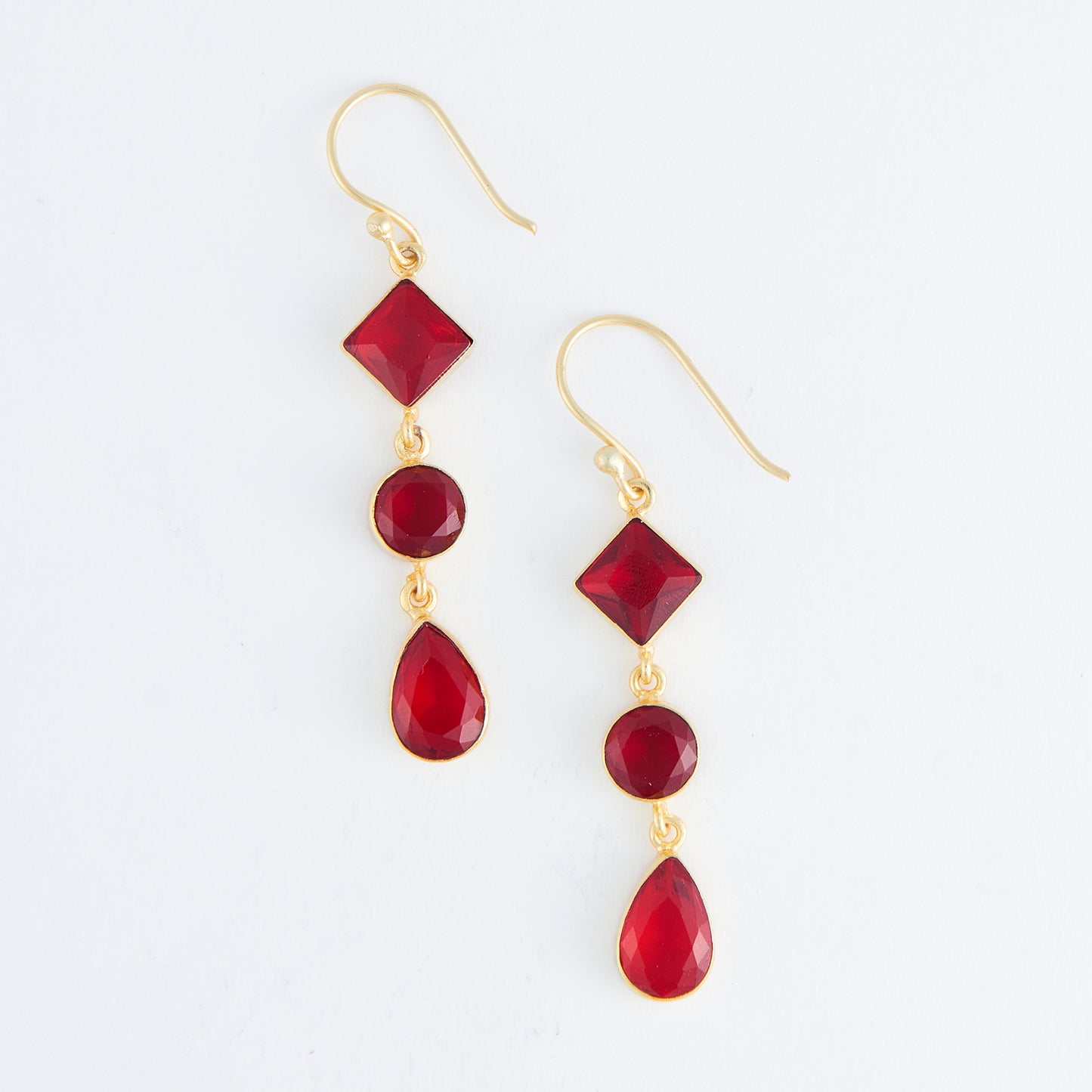 Tahani 18K Gold Linked Quartz Gemstone Drop Earrings