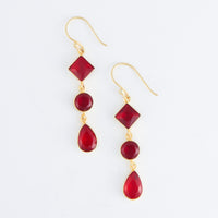 Tahani 18K Gold Linked Quartz Gemstone Drop Earrings