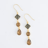 Tahani 18K Gold Linked Quartz Gemstone Drop Earrings