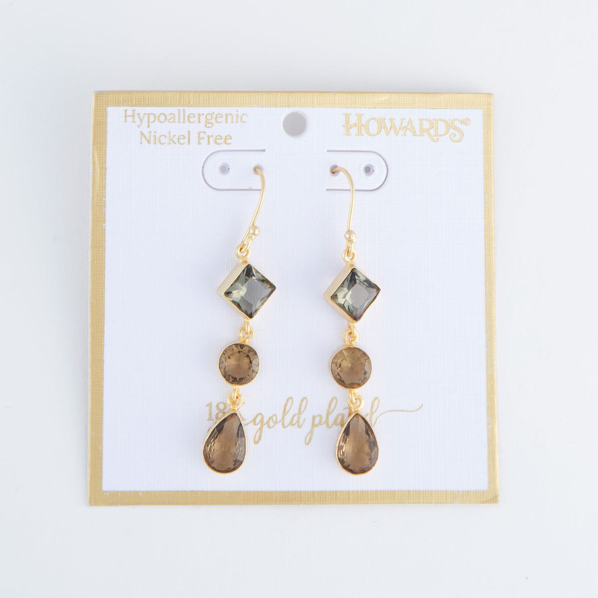 Tahani 18K Gold Linked Quartz Gemstone Drop Earrings