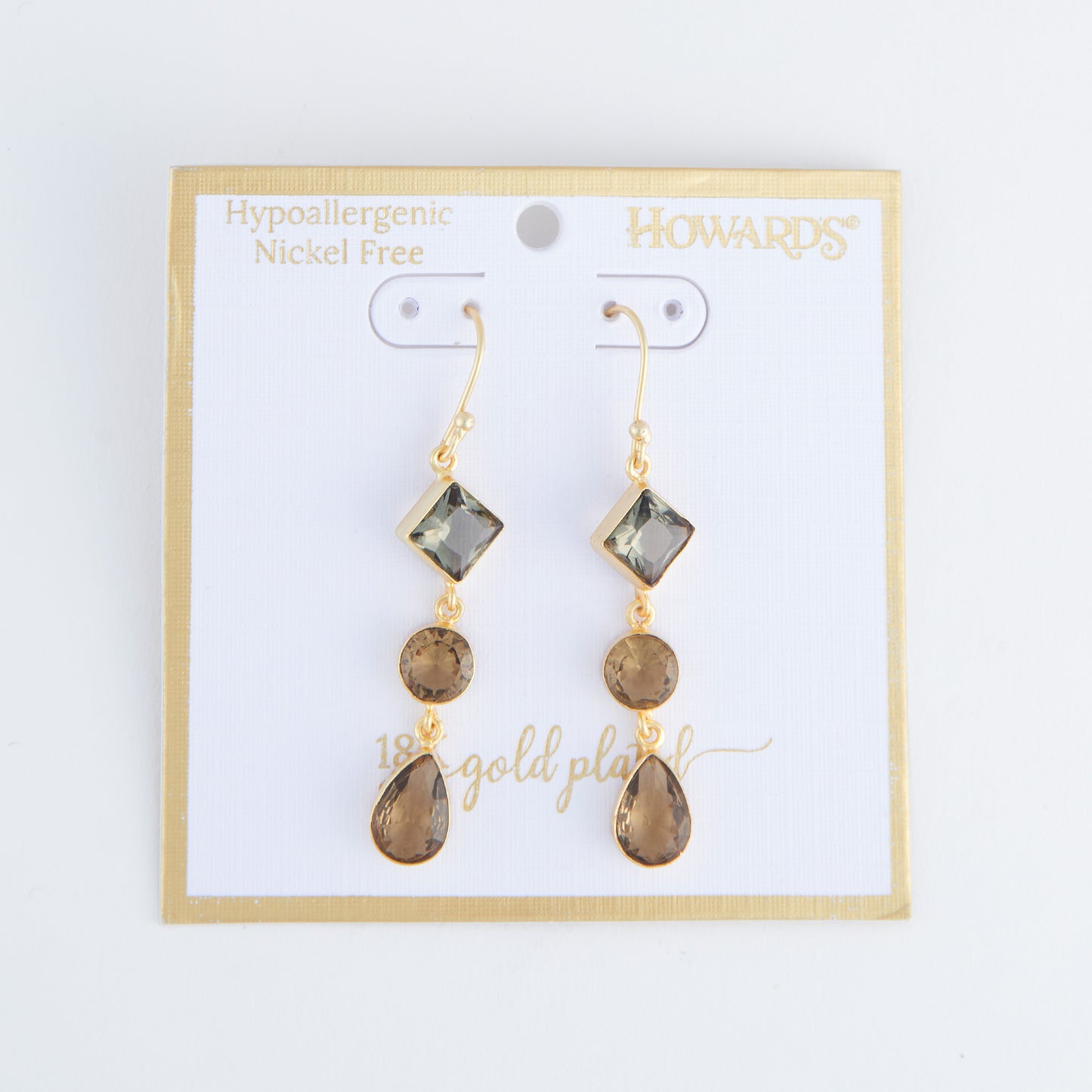 Tahani 18K Gold Linked Quartz Gemstone Drop Earrings