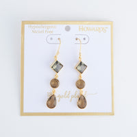 Tahani 18K Gold Linked Quartz Gemstone Drop Earrings