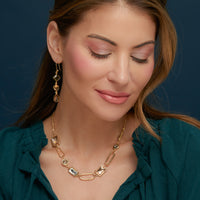 Tahani 18K Gold Linked Quartz Gemstone Drop Earrings