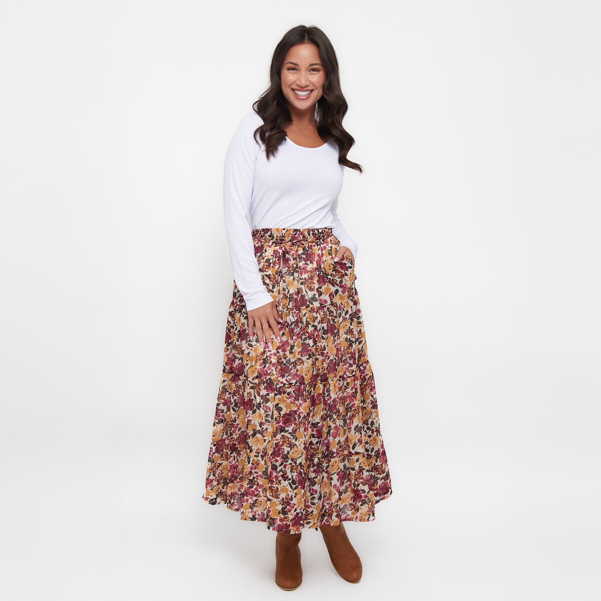 Hazel Georgette Tiered Maxi Skirt