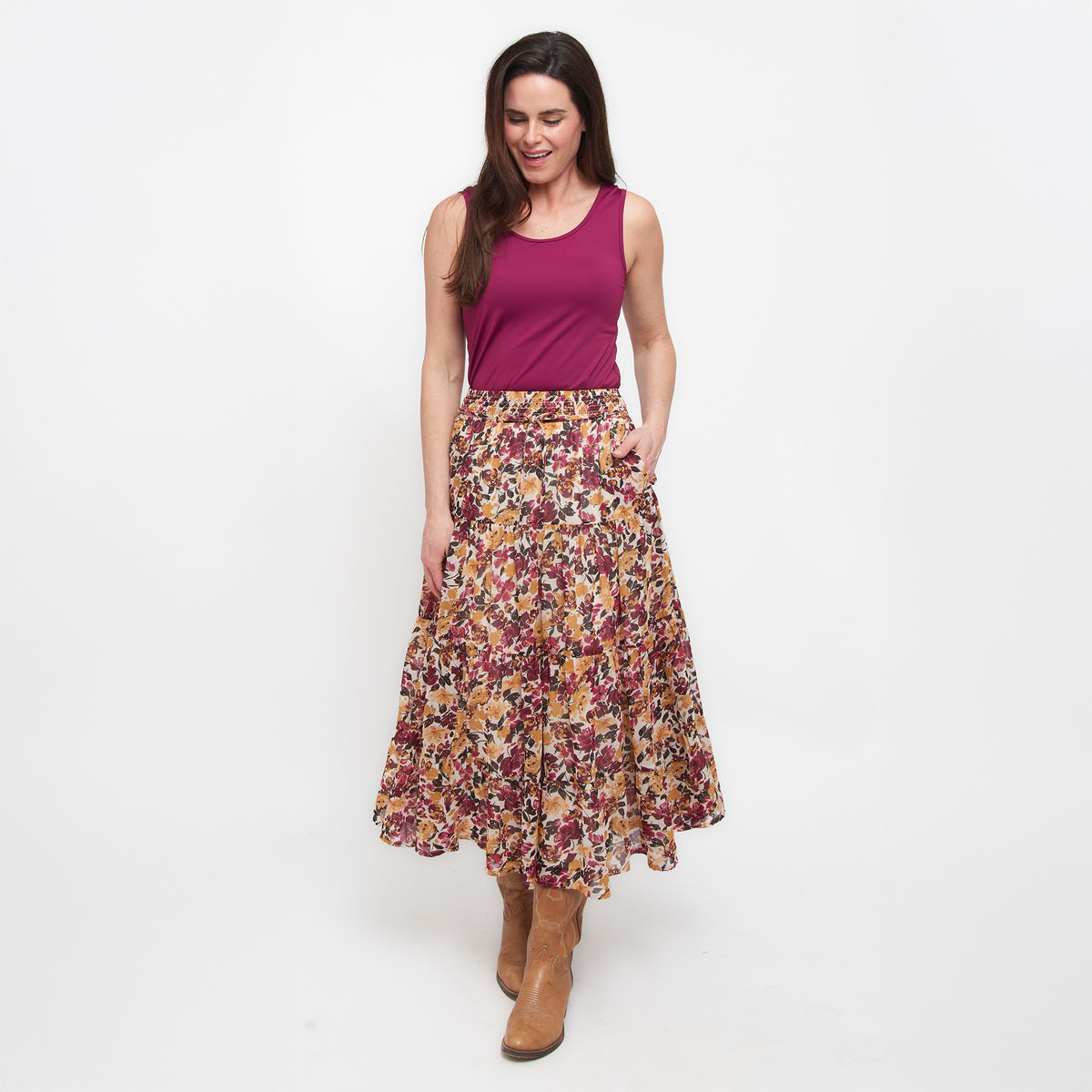 Hazel Georgette Tiered Maxi Skirt