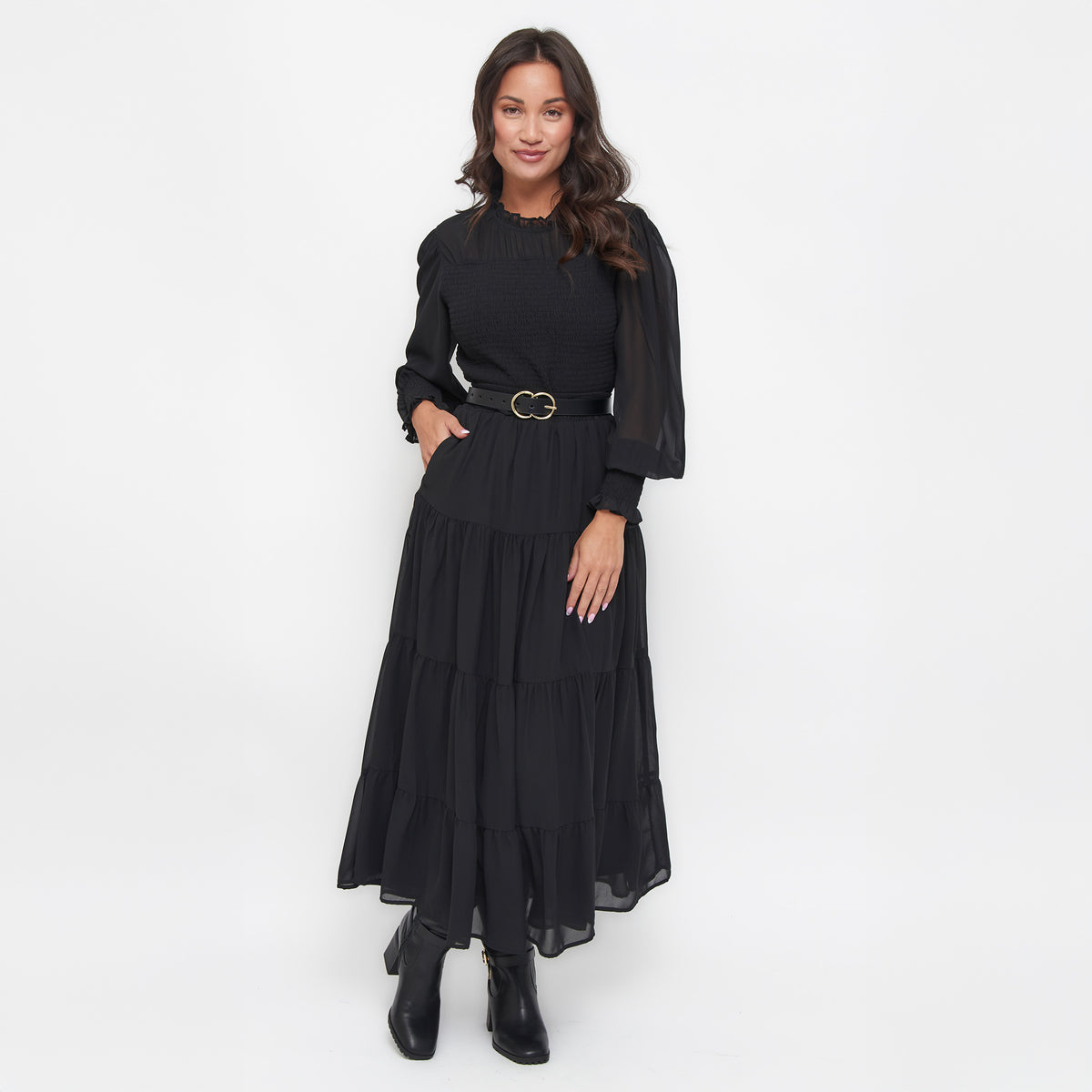 Hazel Georgette Tiered Maxi Skirt