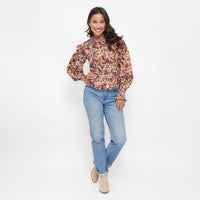 Hazel Smocked Georgette Long Sleeve Blouse