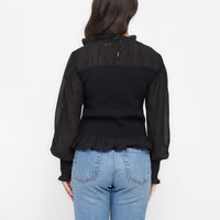 Hazel Smocked Georgette Long Sleeve Blouse