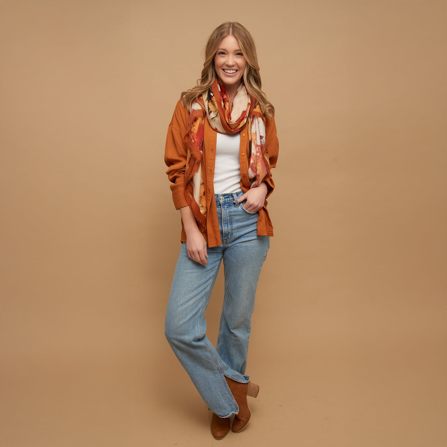 Reece Collared Long Sleeve Boyfriend Button Up Top