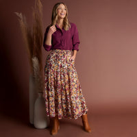 Reece Collared Long Sleeve Boyfriend Button Up Top