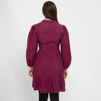 Ashton Long Sleeve Collared Button Up Tiered Dress