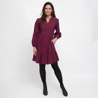 Ashton Long Sleeve Collared Button Up Tiered Dress