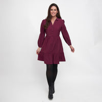 Ashton Long Sleeve Collared Button Up Tiered Dress