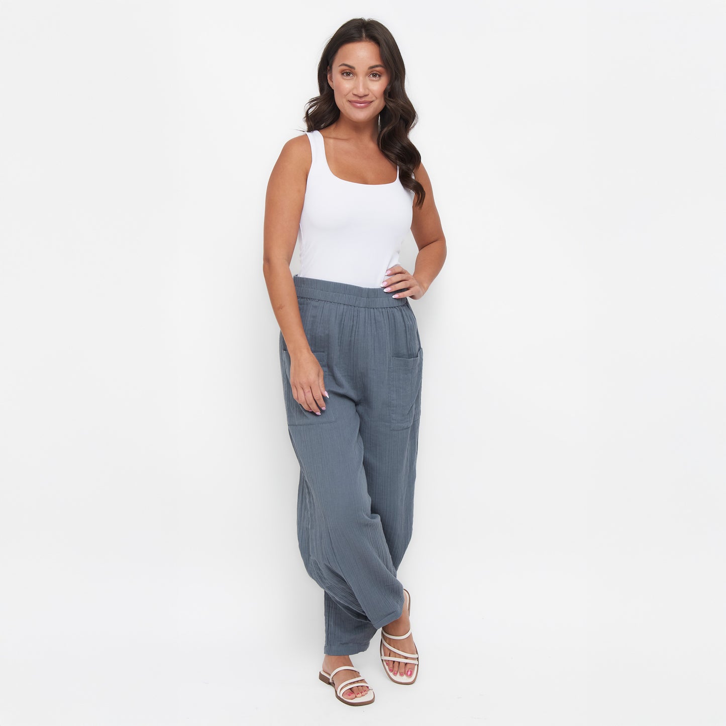 Jasmine Patch Pocket Cotton Gauze Tapered Pants