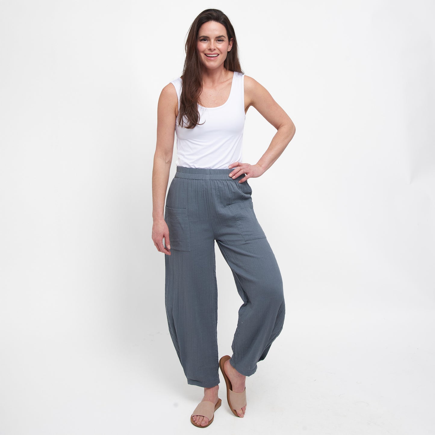 Jasmine Patch Pocket Cotton Gauze Tapered Pants