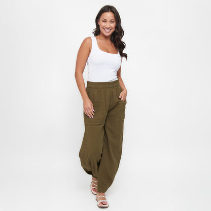 Jasmine Patch Pocket Cotton Gauze Tapered Pants