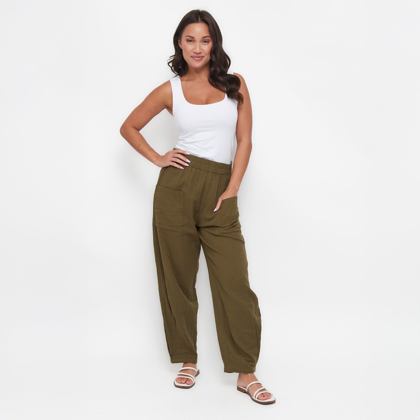 Jasmine Patch Pocket Cotton Gauze Tapered Pants