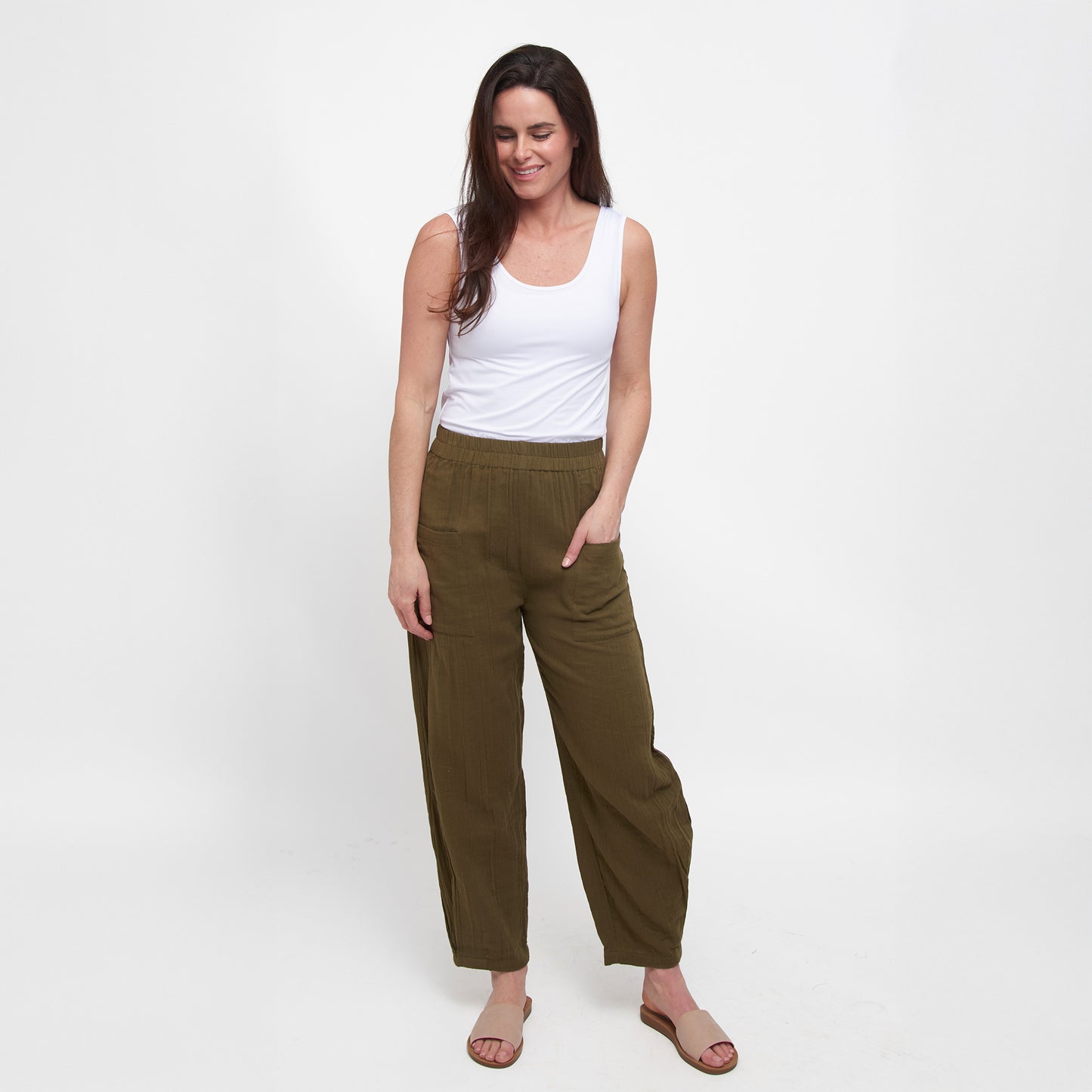 Jasmine Patch Pocket Cotton Gauze Tapered Pants