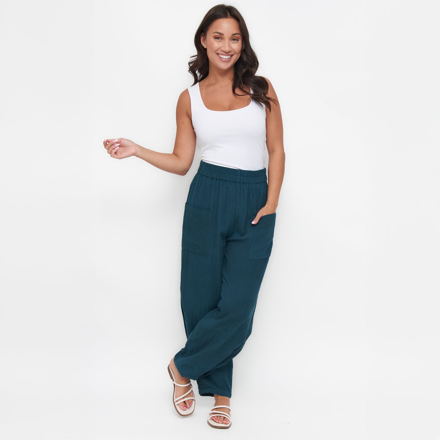 Jasmine Patch Pocket Cotton Gauze Tapered Pants