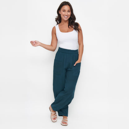 Jasmine Patch Pocket Cotton Gauze Tapered Pants