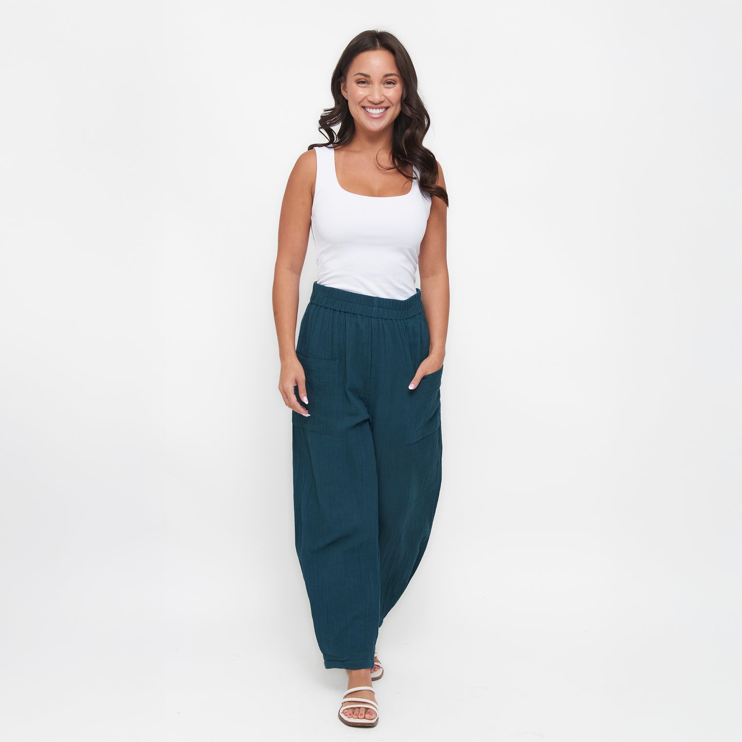 Jasmine Patch Pocket Cotton Gauze Tapered Pants
