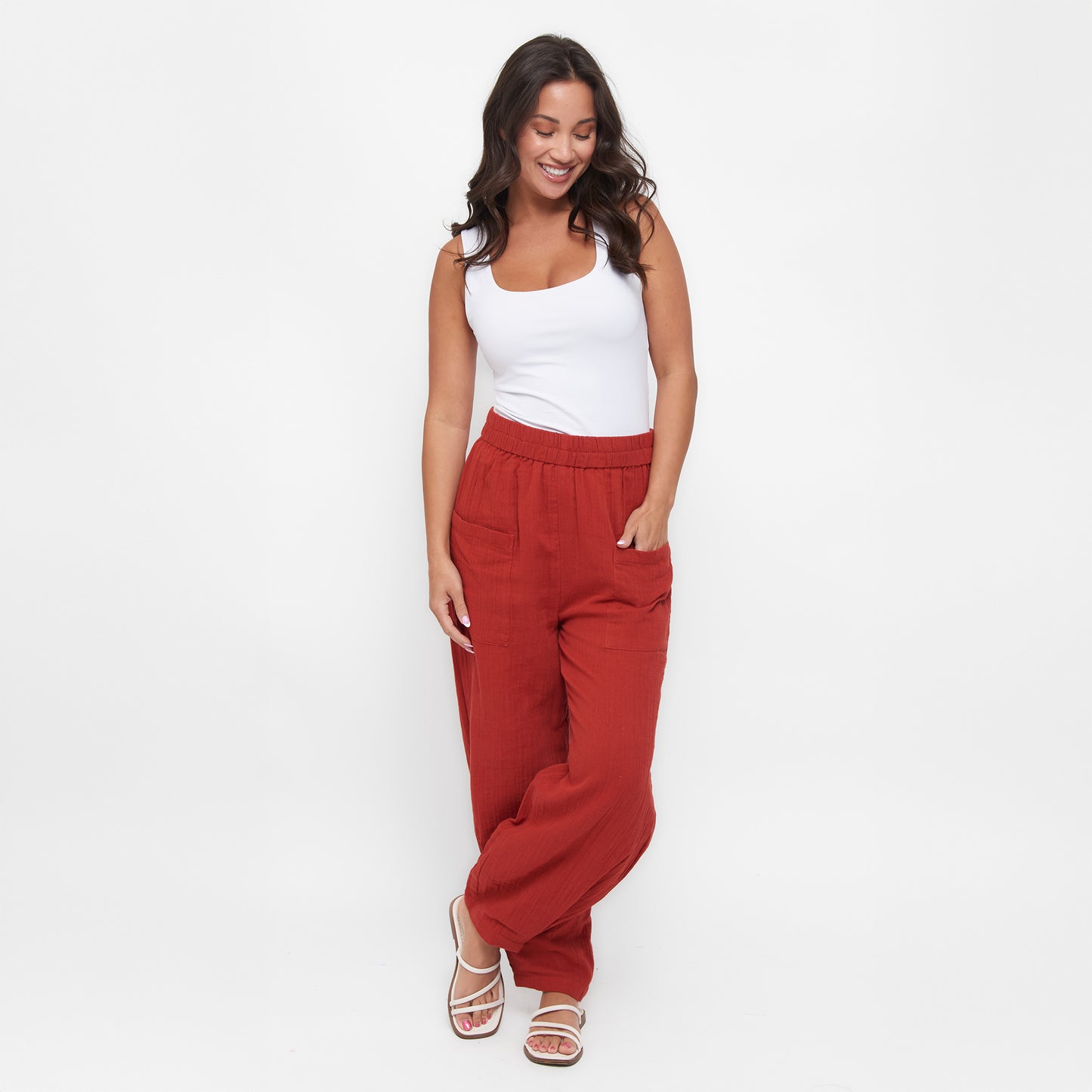 Jasmine Patch Pocket Cotton Gauze Tapered Pants