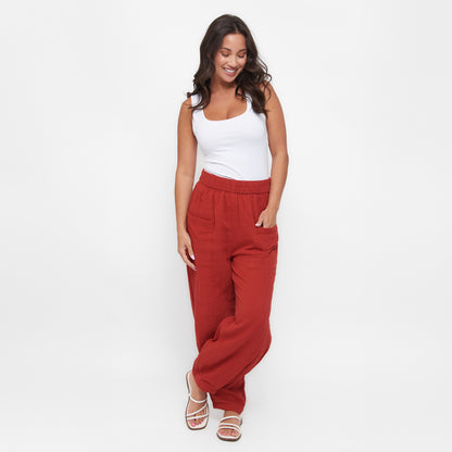Jasmine Patch Pocket Cotton Gauze Tapered Pants
