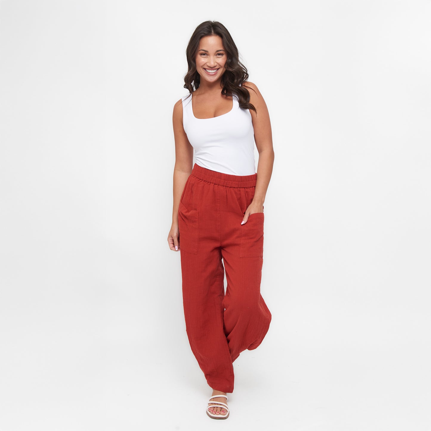 Jasmine Patch Pocket Cotton Gauze Tapered Pants