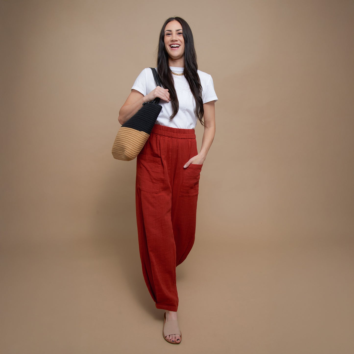 Jasmine Patch Pocket Cotton Gauze Tapered Pants