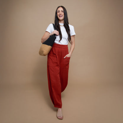 Jasmine Patch Pocket Cotton Gauze Tapered Pants