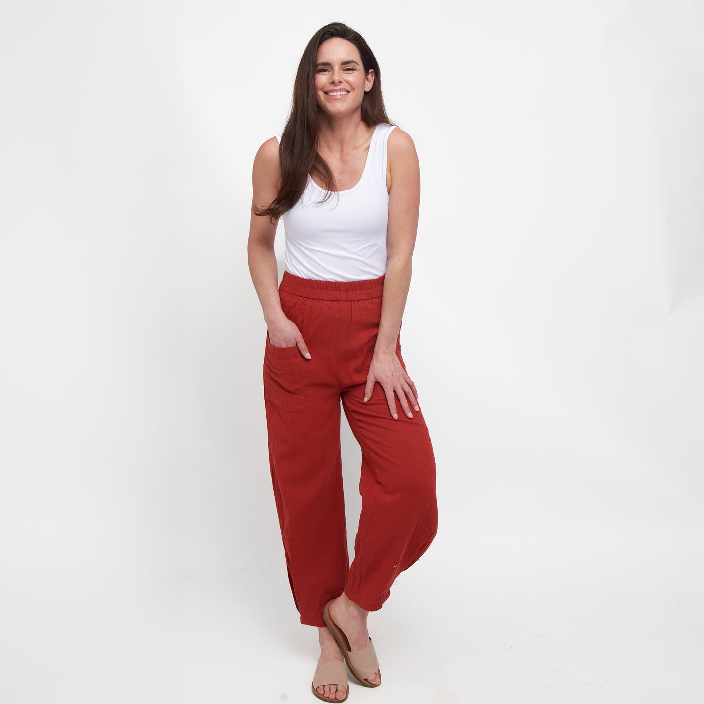 Jasmine Patch Pocket Cotton Gauze Tapered Pants