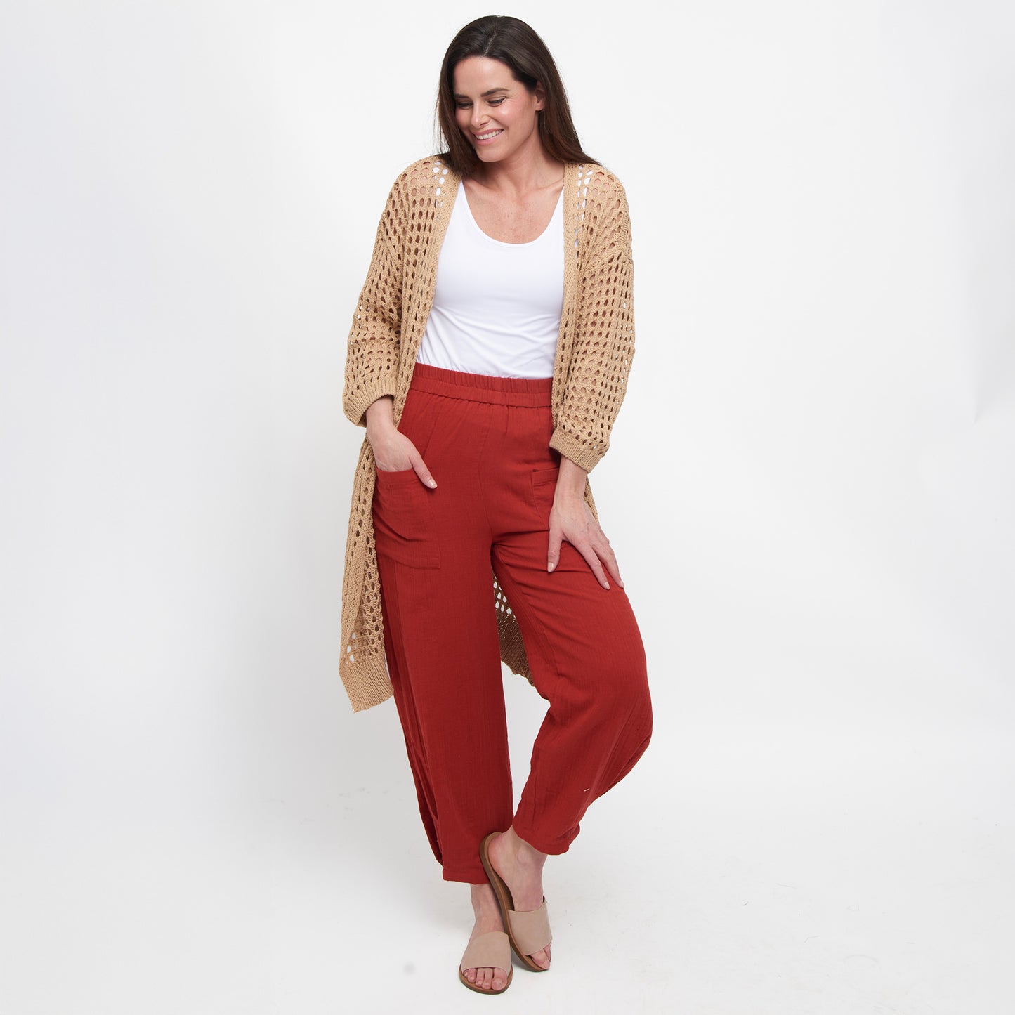 Jasmine Patch Pocket Cotton Gauze Tapered Pants