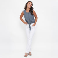 Jasmine Cotton Gauze Button Up Scoop Neck Tank Top