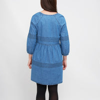 Micah Scoop Neck 3/4 Sleeve Cotton Babydoll Dress