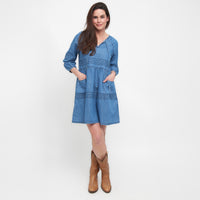 Micah Scoop Neck 3/4 Sleeve Cotton Babydoll Dress