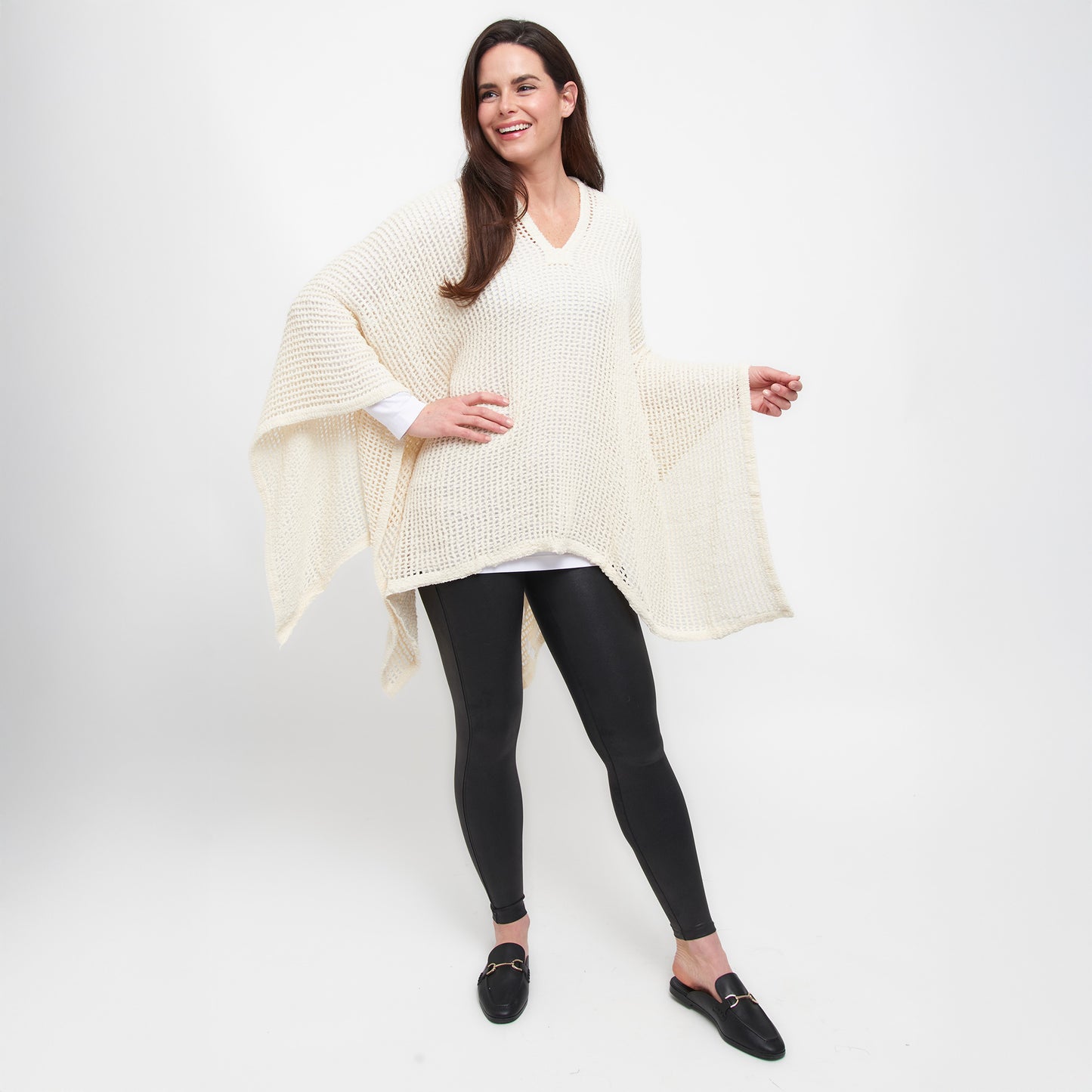 Presley One Size Open Sweater Knit Poncho