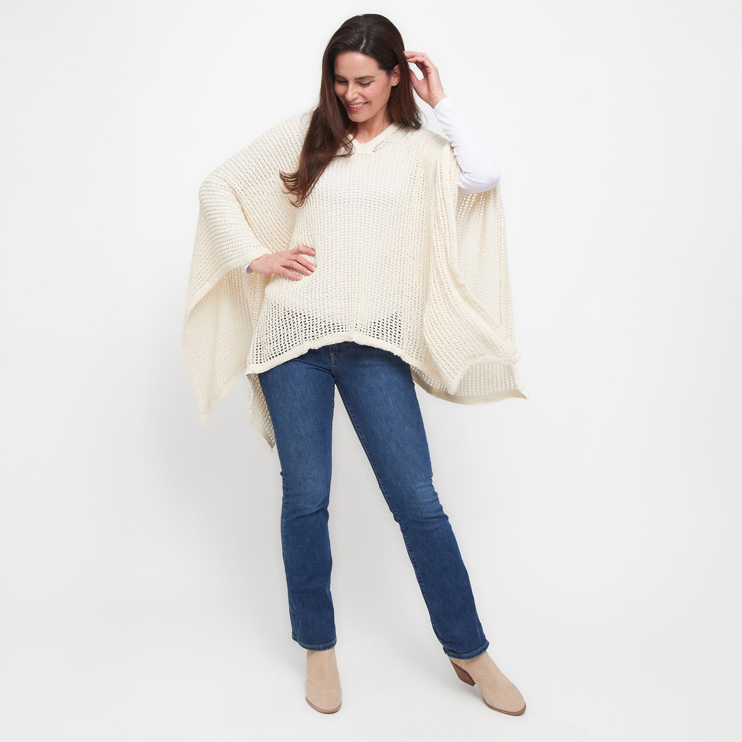 Presley One Size Open Sweater Knit Poncho