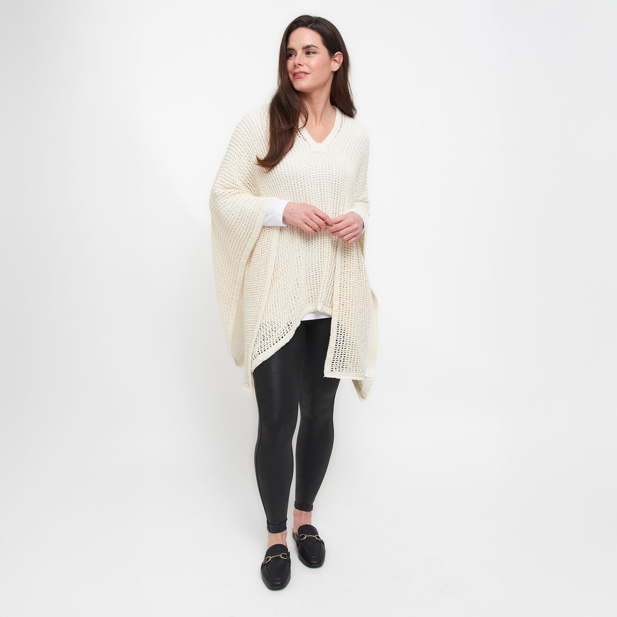 Presley One Size Open Sweater Knit Poncho