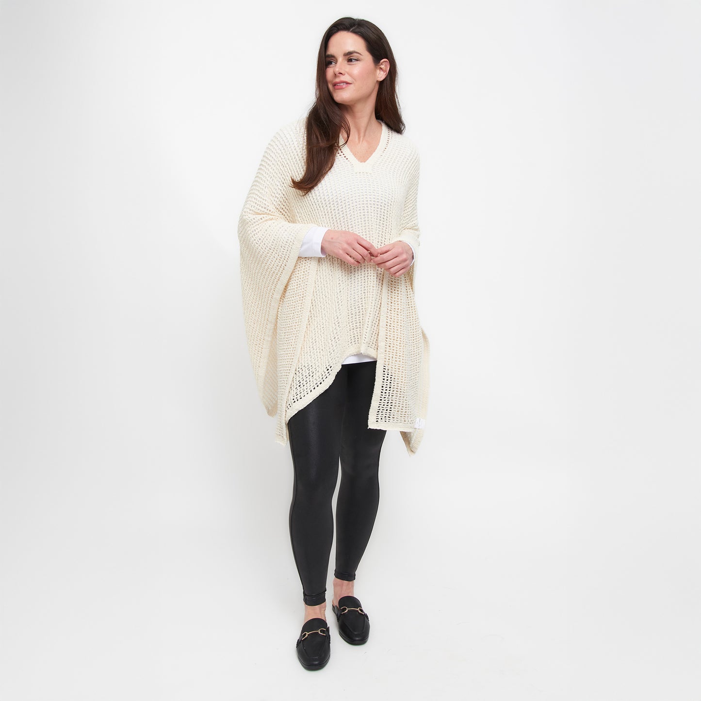 Presley One Size Open Sweater Knit Poncho